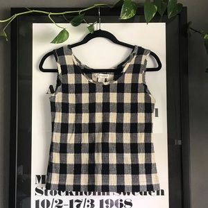 Dressbarn checkered navy & cream cropped tank